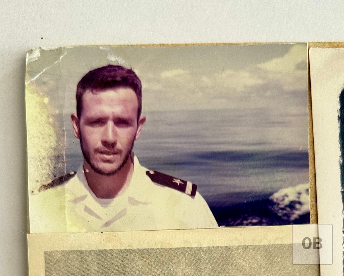 Photograph of a young Weber in Navy whites at sea.