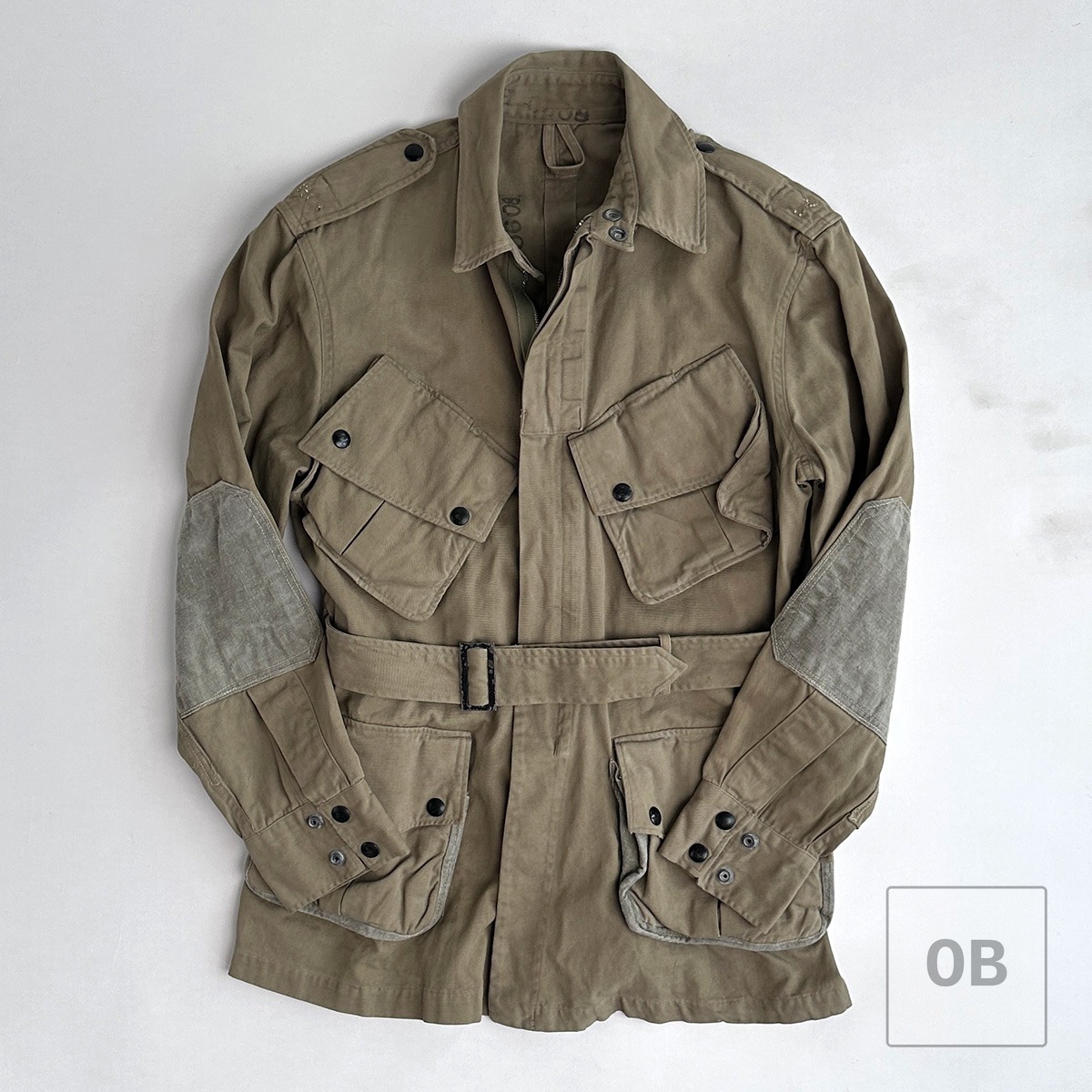 World War II M42 jump jacket front view 82nd Airborne rigger reinforced