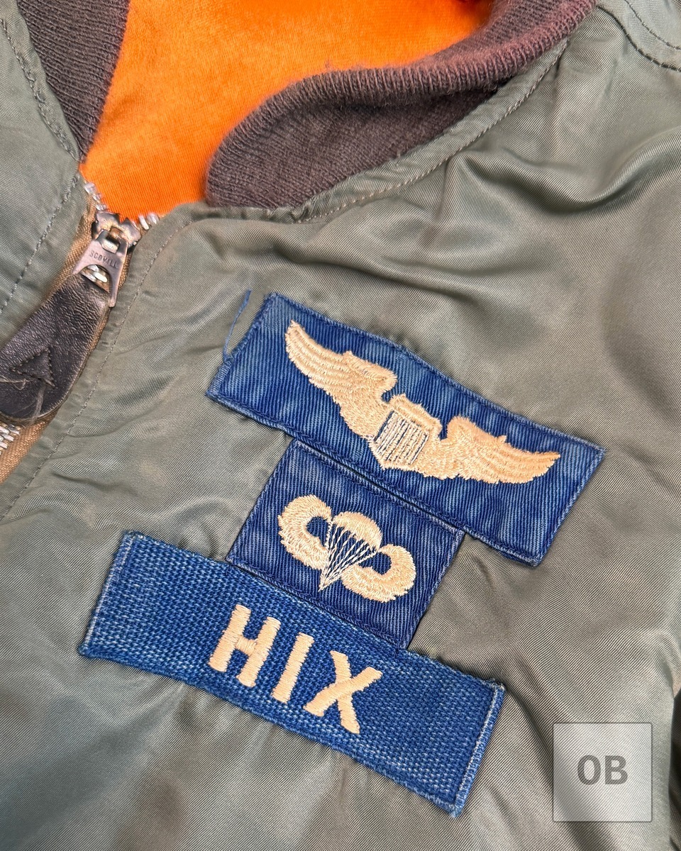 USAF pilot wings jump wings HIX name tape flight jacket