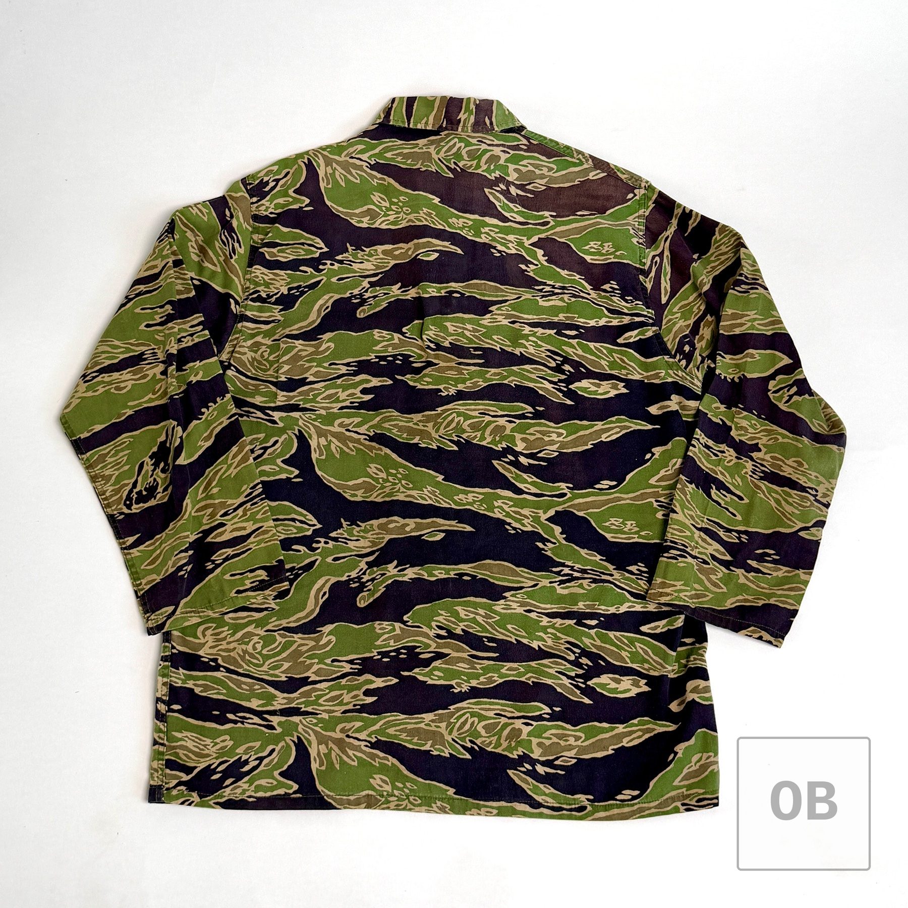 Back of the tigerstripe camouflage shirt laid flat.